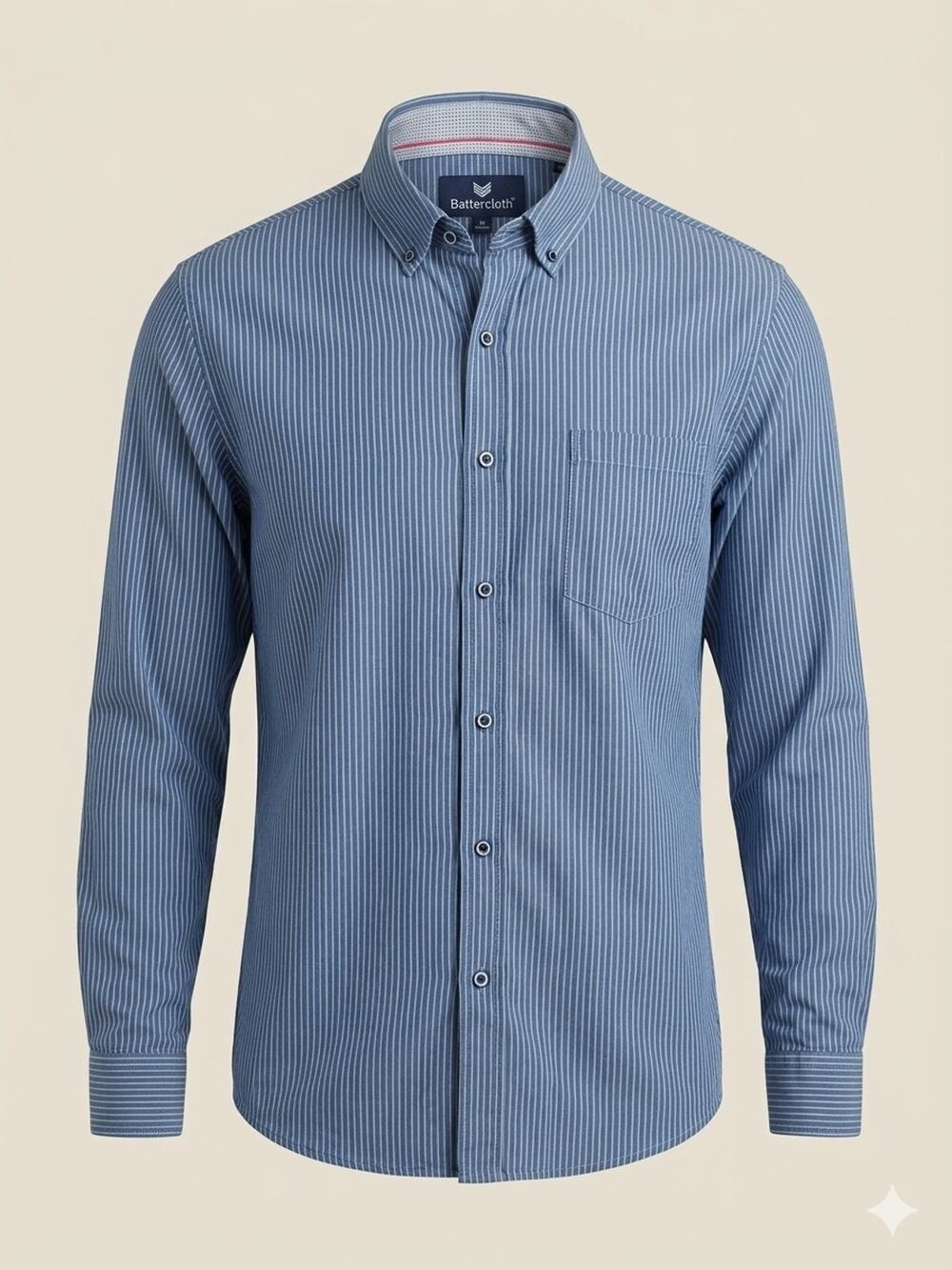 Butter Cloth Shirt Mens Large Blue Striped Long Sleeve Button Up Casual Woven